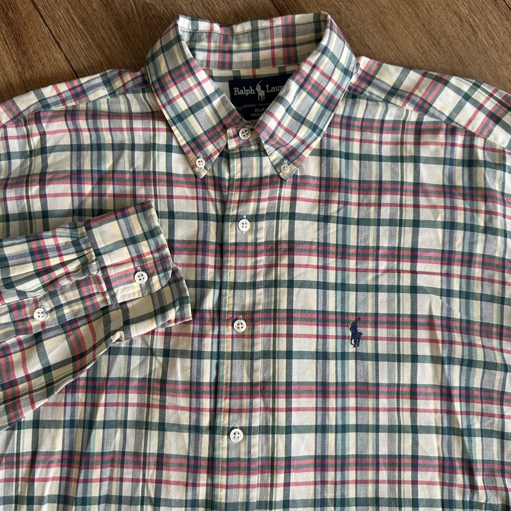 Ralph Lauren Blake Mens XL Plaid Button Down Shirt Cotton L/S Preppy Multi Color